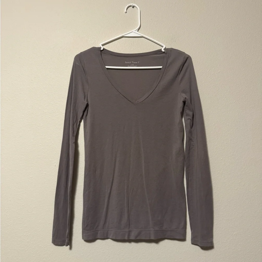 J. Crew Charcoal Long Sleeve V-Neck Top